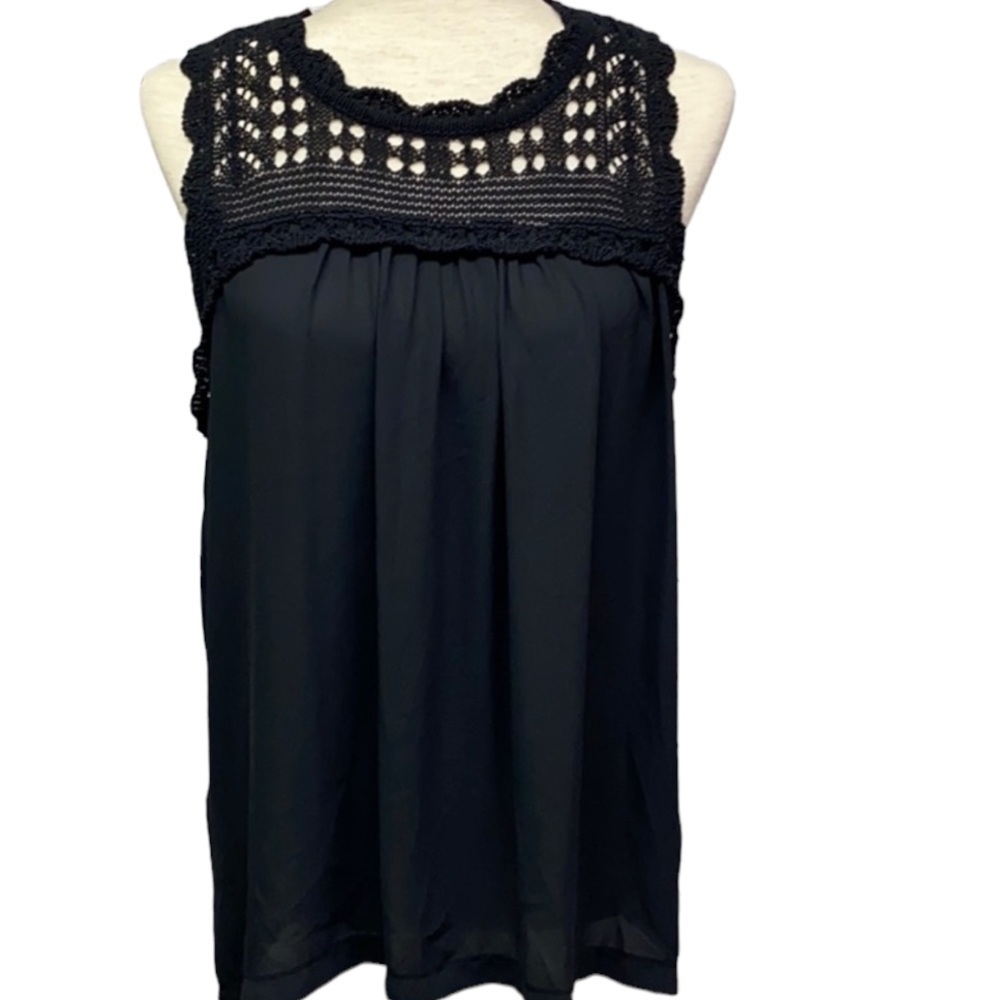 Ann Taylor Crochet Blouse Black